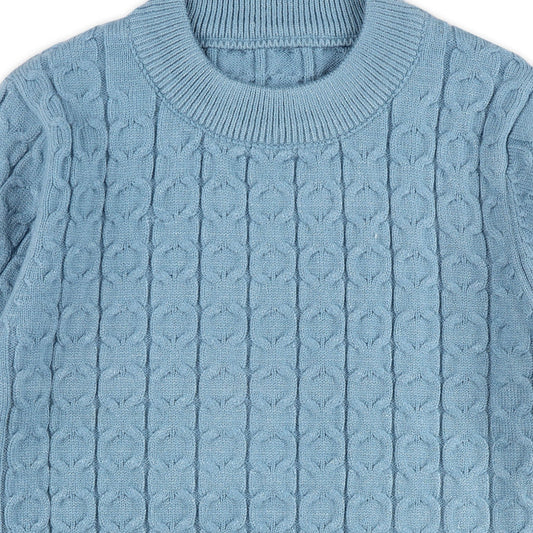 Kicks & Crawl Blue Winter Wear Sweater-Knitted-Cotton Blend-For Infants