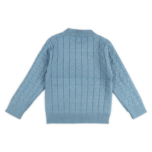 Kicks & Crawl Blue Winter Wear Sweater-Knitted-Cotton Blend-For Infants