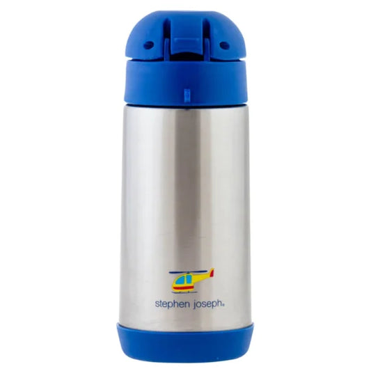 Stephen Joseph Stainless Steel Straw Sipper-With Easy to Open Button-Double Wall Insulated-Transportation-350 ml