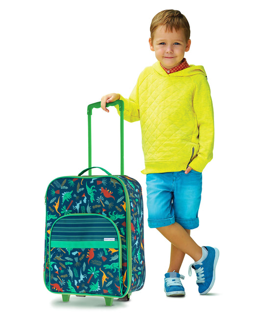 Stephen Joseph Rolling Luggage-Dinosaur-Two Locking Handle Heights-Large Outer Pocket-For Toddlers