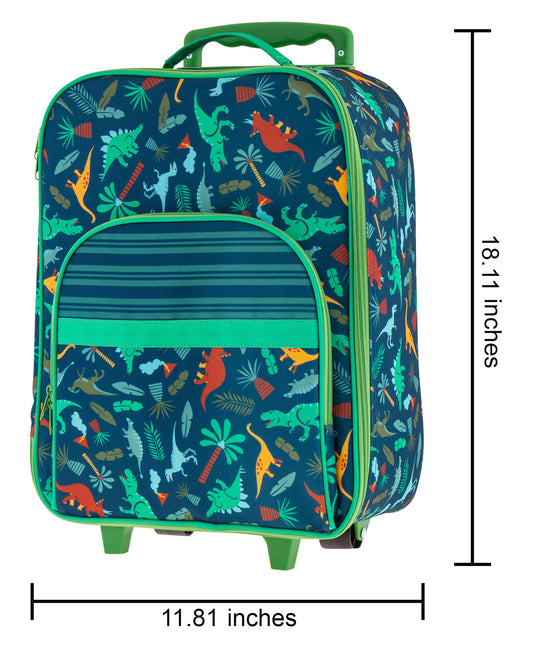 Stephen Joseph Rolling Luggage-Dinosaur-Two Locking Handle Heights-Large Outer Pocket-For Toddlers