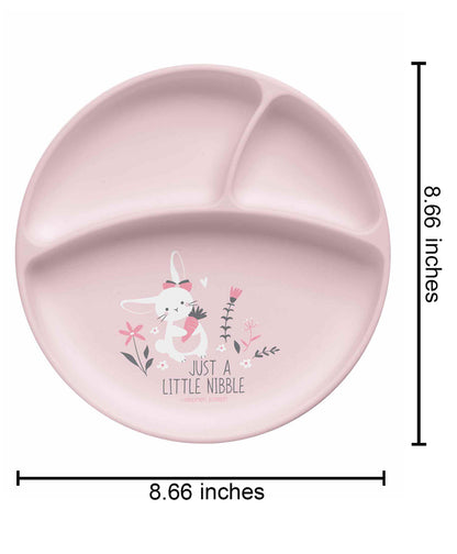 Stephen Joseph 100% Silicone Plate-Bunny-With Suction Base & 3 Divided Sections-For Feeding Infants