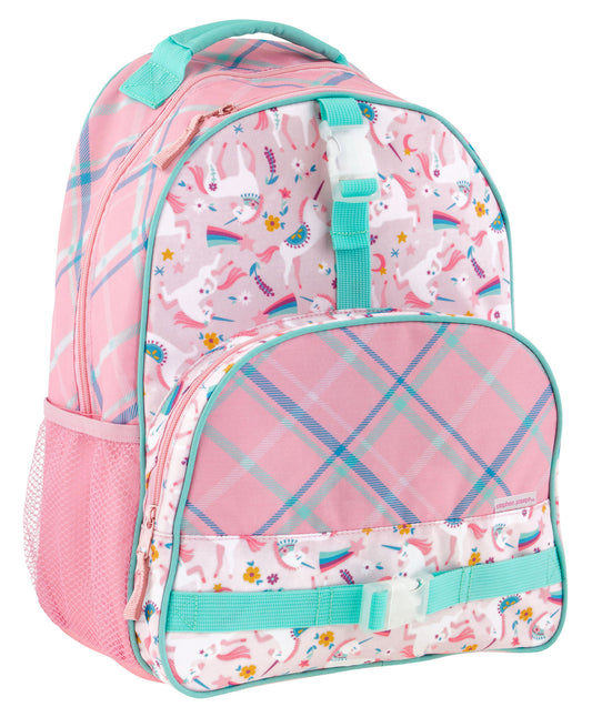 Stephen Joseph All Over Print Backpack-Unicorn-Cushioned Adjustable Straps-Two Mesh Bottle Pockets-Cushioned Adjustable Straps-For Toddlers