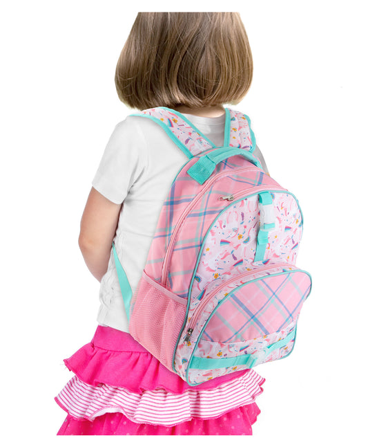 Stephen Joseph All Over Print Backpack-Unicorn-Cushioned Adjustable Straps-Two Mesh Bottle Pockets-Cushioned Adjustable Straps-For Toddlers