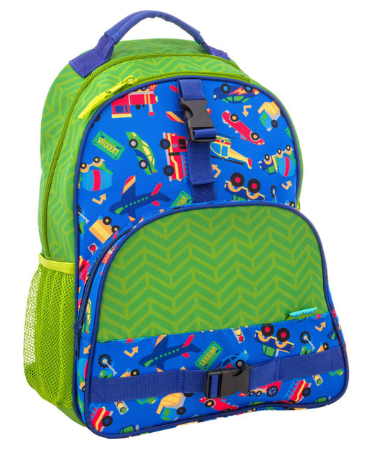 Stephen Joseph All Over Print Backpack-Transportation-Cushioned Adjustable Straps-Two Mesh Bottle Pockets-Cushioned Adjustable Straps-For Toddlers