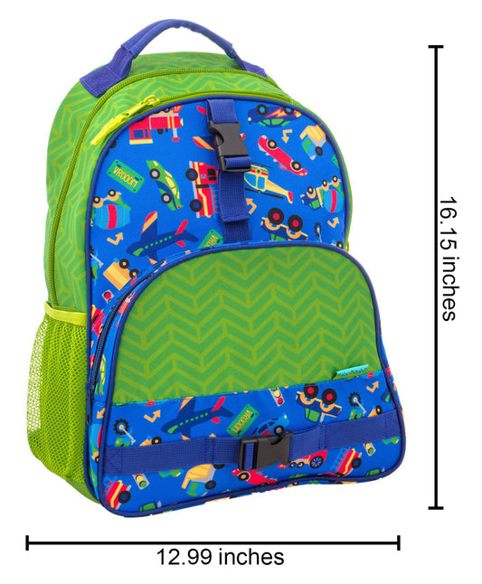 Stephen Joseph All Over Print Backpack-Transportation-Cushioned Adjustable Straps-Two Mesh Bottle Pockets-Cushioned Adjustable Straps-For Toddlers