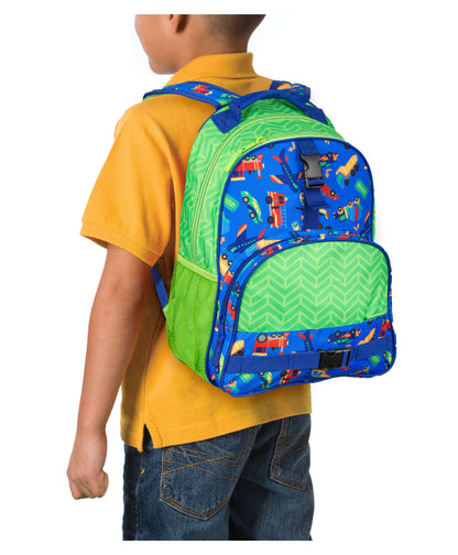 Stephen Joseph All Over Print Backpack-Transportation-Cushioned Adjustable Straps-Two Mesh Bottle Pockets-Cushioned Adjustable Straps-For Toddlers