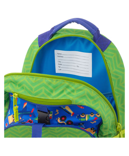 Stephen Joseph All Over Print Backpack-Transportation-Cushioned Adjustable Straps-Two Mesh Bottle Pockets-Cushioned Adjustable Straps-For Toddlers