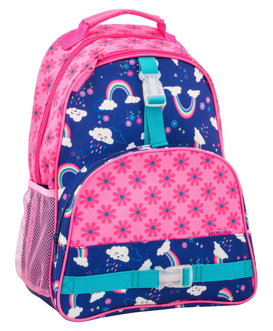 Stephen Joseph All Over Print Backpack-Rainbow-Cushioned Adjustable Straps-Two Mesh Bottle Pockets-Cushioned Adjustable Straps-For Toddlers