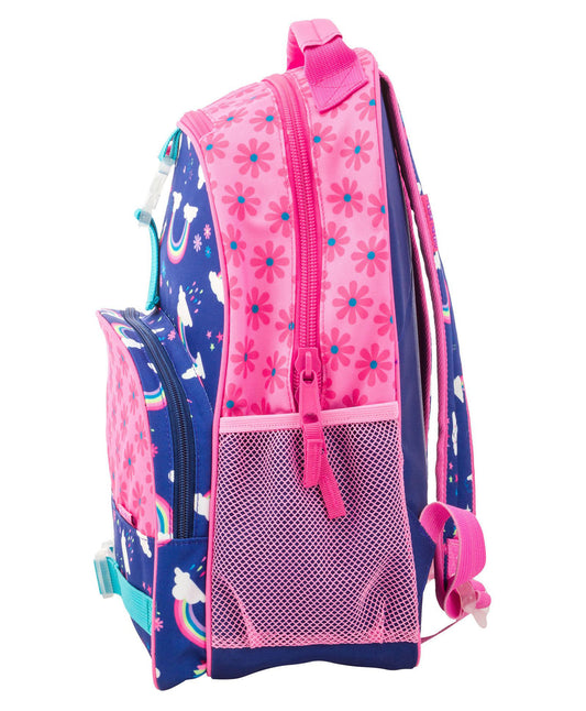 Stephen Joseph All Over Print Backpack-Rainbow-Cushioned Adjustable Straps-Two Mesh Bottle Pockets-Cushioned Adjustable Straps-For Toddlers