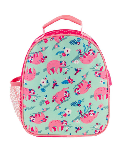Stephen Joseph All Over Print Lunch Box-Sloth-Side Mesh Pockets-Insulated Compartments-For Toddlers
