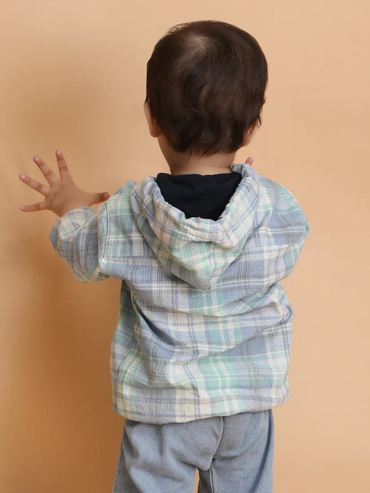 Polka Tots Off White Shirt-Checks-Cotton-For Infants