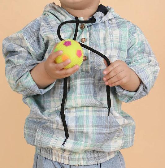 Polka Tots Off White Shirt-Checks-Cotton-For Infants