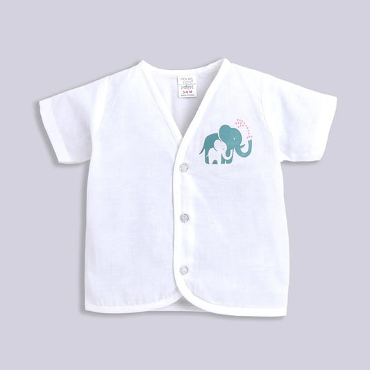 Polka Tots White Jhabla-I love my papa, Little sunshine and Elephant-Cotton-Pack of 3-For Infants