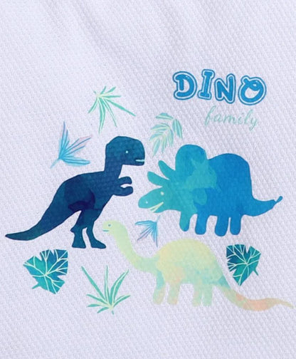 Polka Tots White T-shirt-Dinosaur-Cotton-For Infants