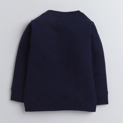 Polka Tots Navy Blue Winter Wear Sweatshirt-Bunny-Cotton-For Infants