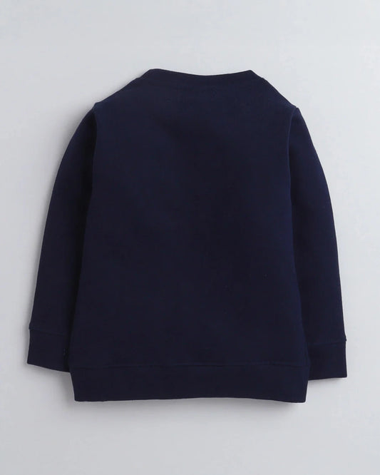 Polka Tots Navy Blue Winter Wear Sweatshirt-Bunny-Cotton-For Infants