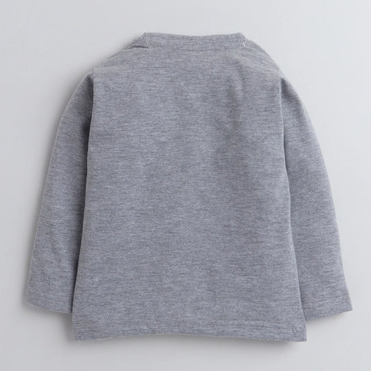 Polka Tots Grey T-shirt-Football-Cotton-For Infants