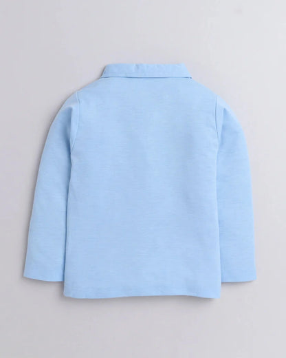 Polka Tots Light Blue T-shirt-Dude-Cotton-For Infants