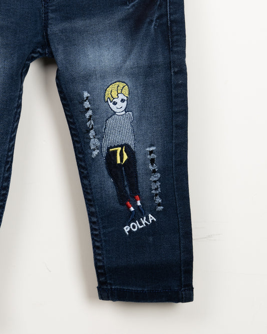 Polka Tots Blue Jeans-Dude-Denim-For Infants