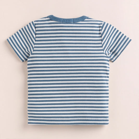 Cot & Candy Baby Blue Coord Set-Teal Stripe-Organic Cotton-For Infants