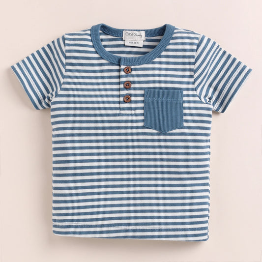 Cot & Candy Baby Blue Coord Set-Teal Stripe-Organic Cotton-For Infants