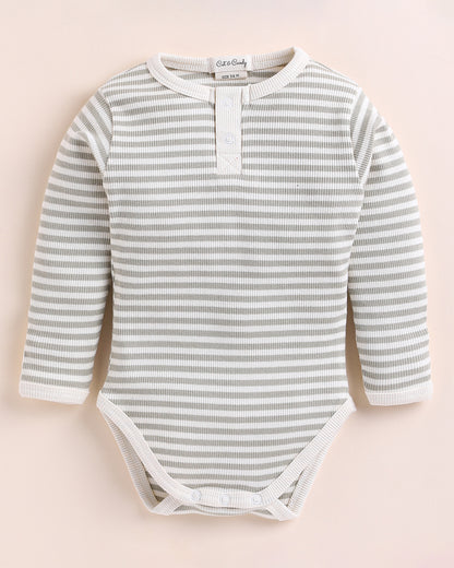 Cot & Candy Baby Grey Coord Set-Dewkist Stripe-Organic Cotton-For Infants