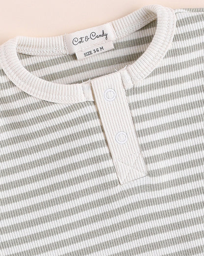 Cot & Candy Baby Grey Coord Set-Dewkist Stripe-Organic Cotton-For Infants