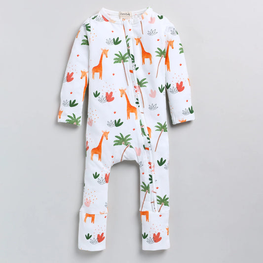 Cot & Candy Baby White Onesie-Dora The Giraffe-Organic Cotton-For Infants