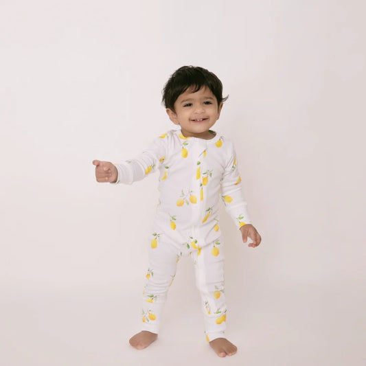 Cot & Candy Baby White & Yellow Onesie-Lemon Love-Organic Cotton-For Infants