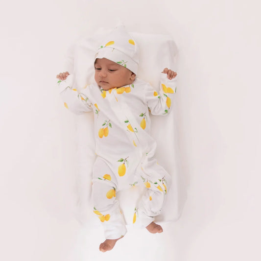 Cot & Candy Baby White & Yellow Onesie-Lemon Love-Organic Cotton-For Infants