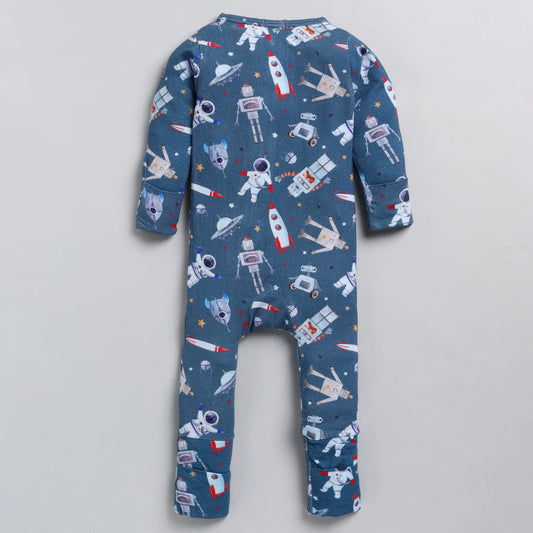 Cot & Candy Baby Blue Onesie-Space Explorer-Organic Cotton-For Infants