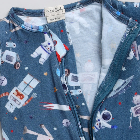 Cot & Candy Baby Blue Onesie-Space Explorer-Organic Cotton-For Infants