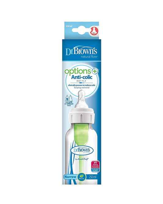 Dr. Brown's Options+ Narrow Neck Feeding Bottle-Anti Colic-250 ml-White-0 to 3M