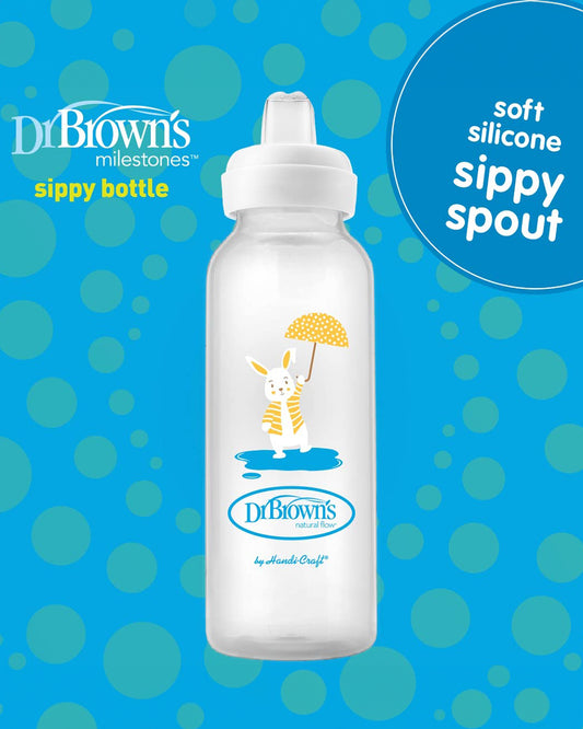 Dr. Brown's Milestones Sippy Spout Feeding Bottle-Anti Colic-250 ml-Bunny-6 to 24M