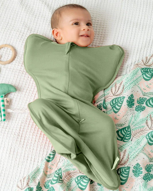 Cocoon Care Sage Green Baby Sleeping Bag/Pod-Bamboo Cotton-With 2 Way Zipper-Newborn Bed