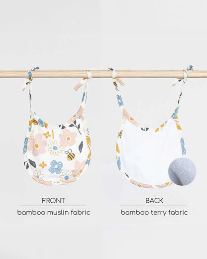 Cocoon Care Bamboo Terry Bib-With Soft Bamboo Muslin-Busy Bee & Cheerful Stripes-Pack of 2-For Infants