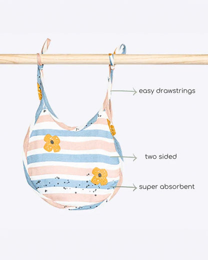 Cocoon Care Bamboo Terry Bib-With Soft Bamboo Muslin-Busy Bee & Cheerful Stripes-Pack of 2-For Infants