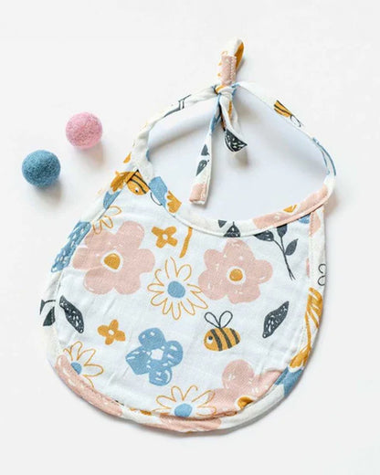 Cocoon Care Bamboo Terry Bib-With Soft Bamboo Muslin-Busy Bee & Cheerful Stripes-Pack of 2-For Infants