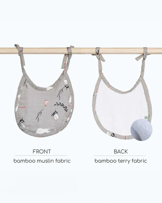 Cocoon Care Bamboo Terry Bib-With Soft Bamboo Muslin-Rabbit Farm & Grey Grove-Pack of 2-For Infants