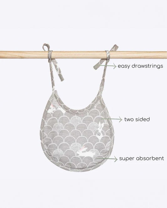 Cocoon Care Bamboo Terry Bib-With Soft Bamboo Muslin-Rabbit Farm & Grey Grove-Pack of 2-For Infants