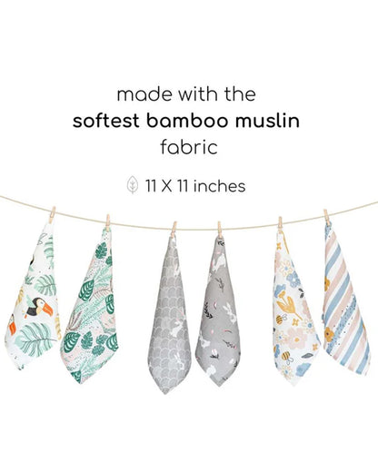 Cocoon Care Bamboo Muslin Wash Cloth-Busy Bee & Cheerful Stripes-Pack of 2-For Infants