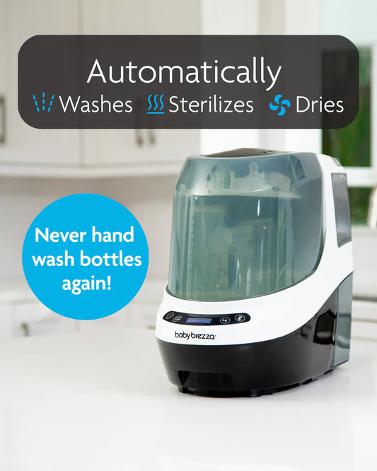 Baby Brezza Bottle Washer Pro-With Sterilizing & Drying Function-6 Cleaning Modes-Includes 60 Detergent Tablets-4 Bottles Capacity