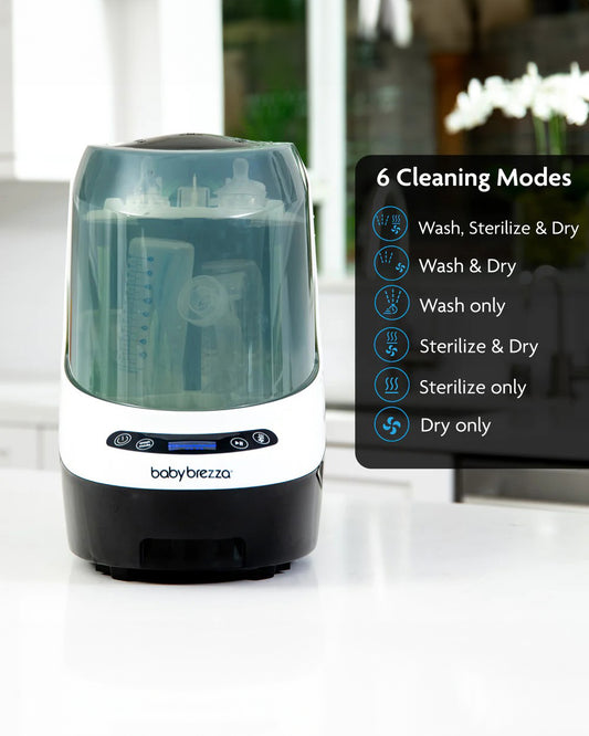 Baby Brezza Bottle Washer Pro-With Sterilizing & Drying Function-6 Cleaning Modes-Includes 60 Detergent Tablets-4 Bottles Capacity