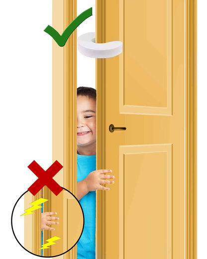 KidDough Finger Pinch Door Guard/Stopper-Protects Child from Door Slamming & Accidental Door Locking-White C Shape