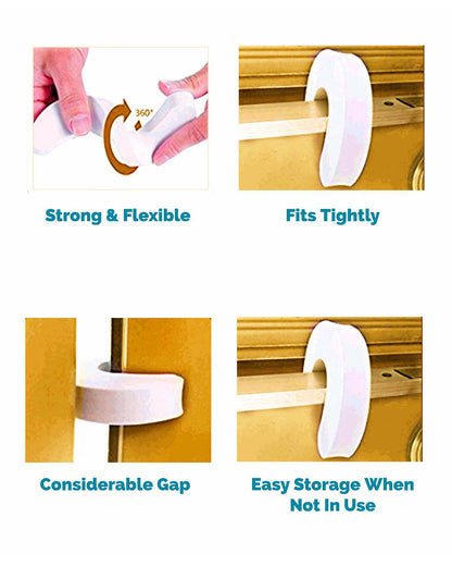 KidDough Finger Pinch Door Guard/Stopper-Protects Child from Door Slamming & Accidental Door Locking-White C Shape