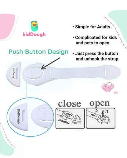 KidDough Safety Lock-Furniture Latch-Protects Child from Unexpected Opening of Cabinets & Other Drawers-White