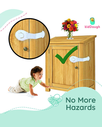 KidDough Safety Lock-Furniture Latch-Protects Child from Unexpected Opening of Cabinets & Other Drawers-Grey