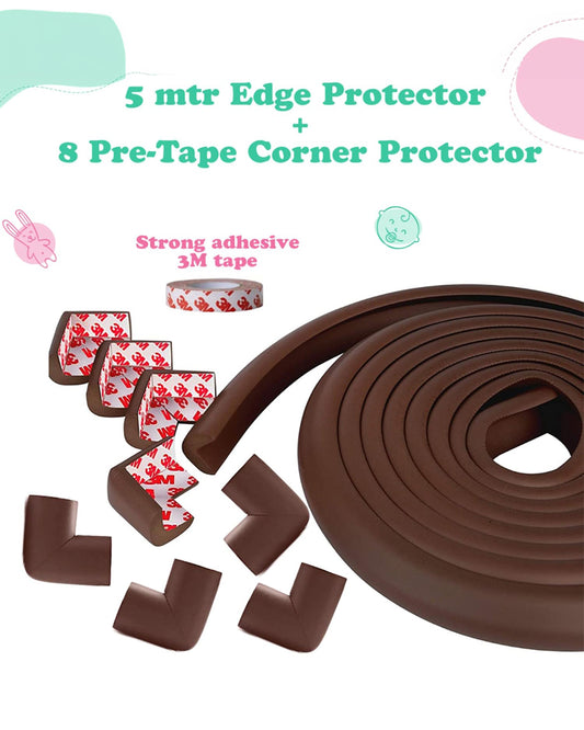 KidDough Edge Guard Strip and Corner Edge Guards-Child Proofing-For Sharp Edges of Furniture & Corners-Brown