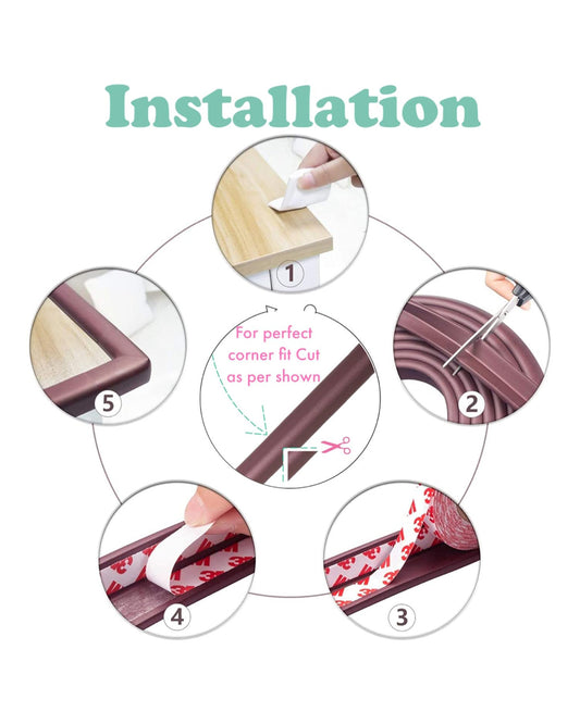 KidDough Edge Guard Strip and Corner Edge Guards-Child Proofing-For Sharp Edges of Furniture & Corners-Brown